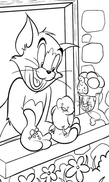 kolorowanka Tom i Jerry malowanka do wydruku z bajki dla dzieci, do pokolorowania kredkami, obrazek nr 6